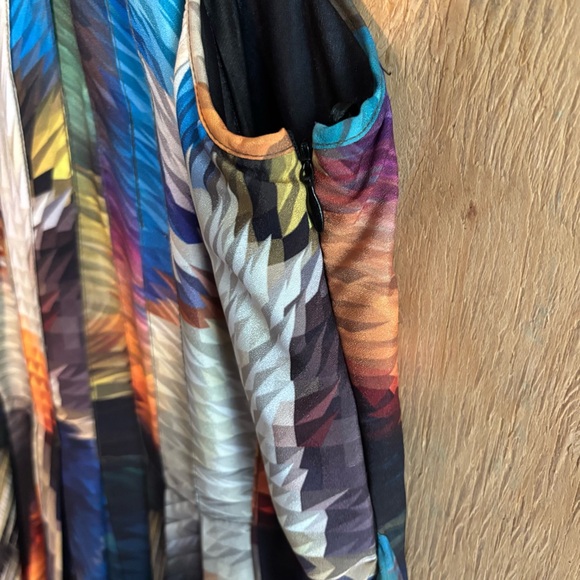 Ranna Gill Beaded Neck Rainbow Abstract Print Maxi Dress Sz M - Picture 6 of 11